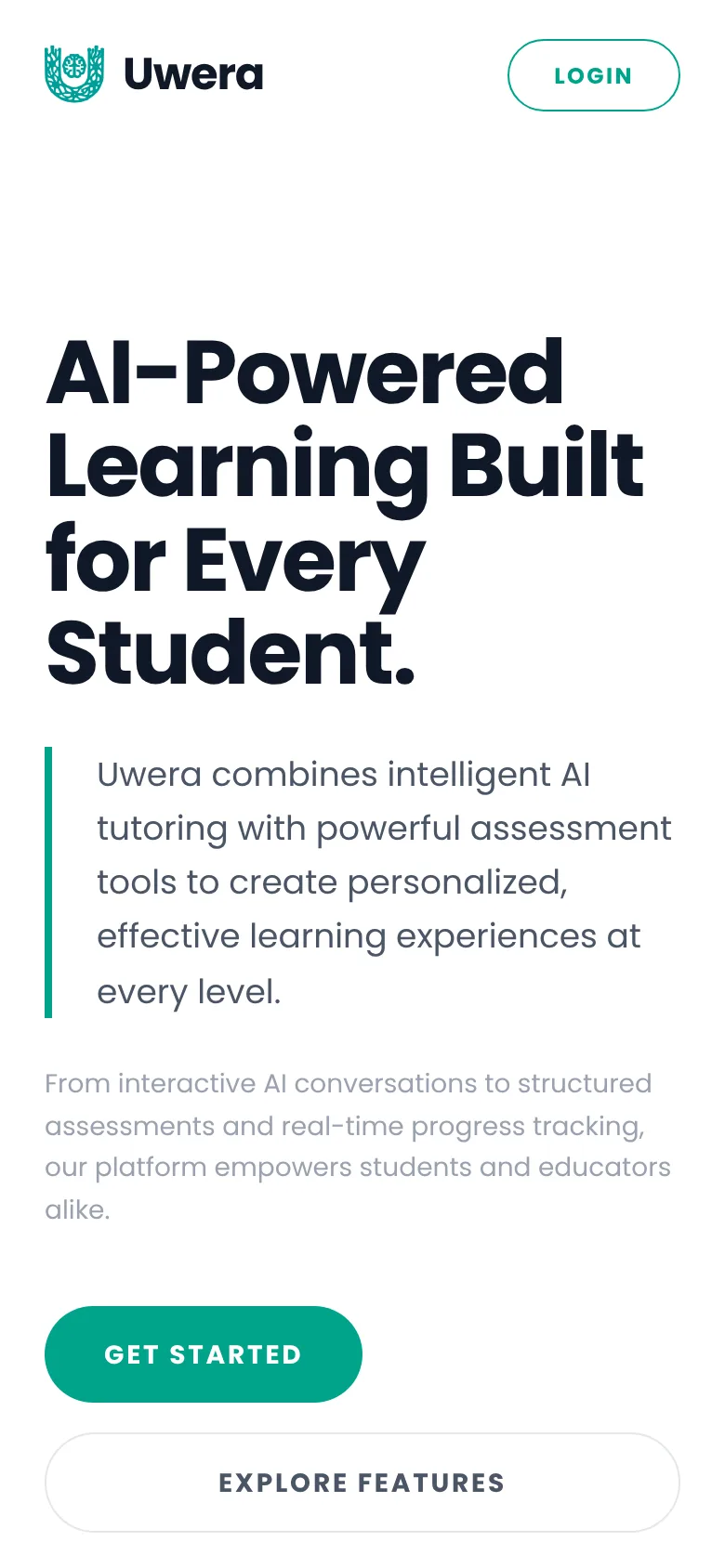 UWERA AI Tutor on a phone